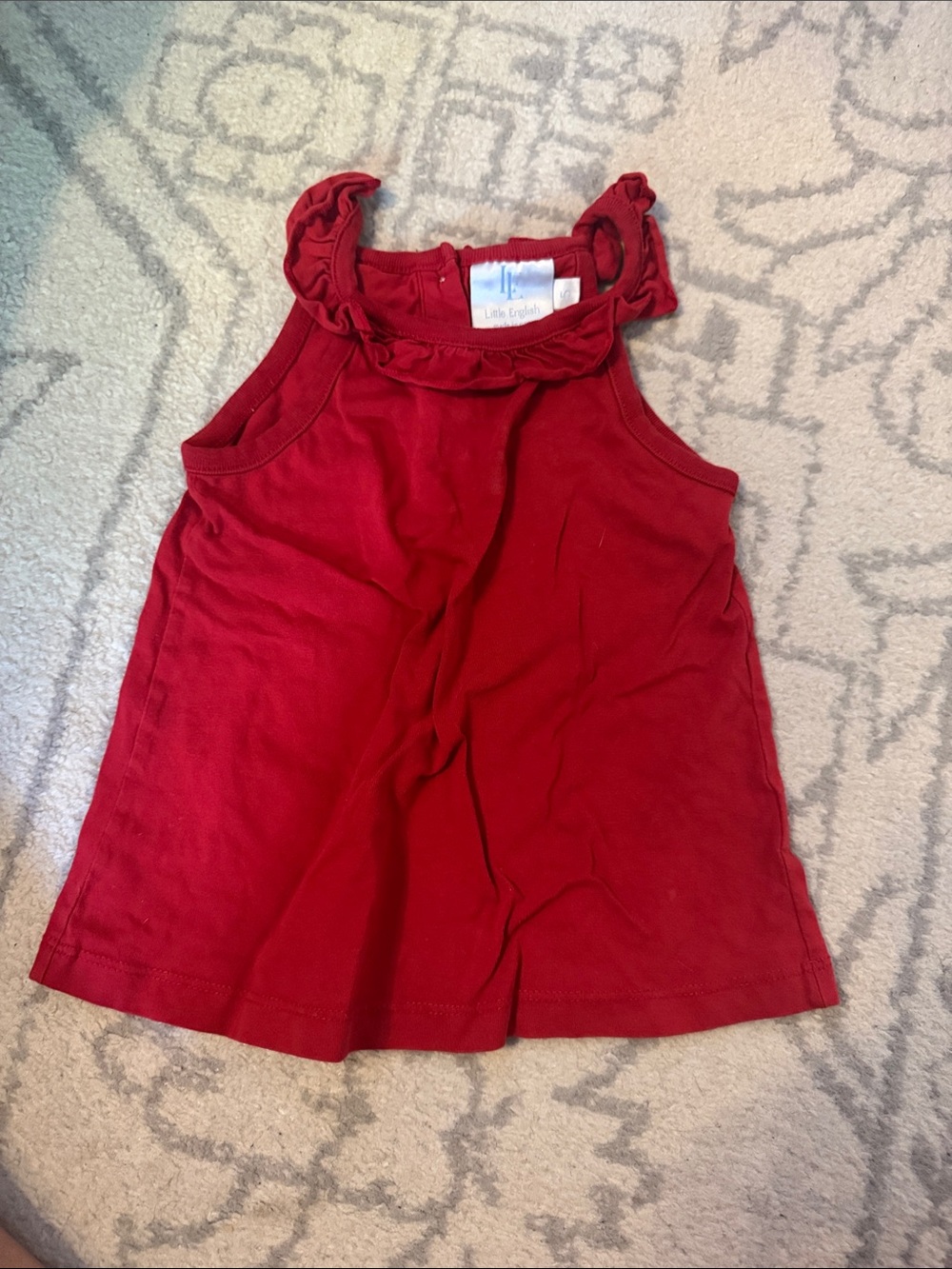 Little English Red Ruffle-Trim Tank Top